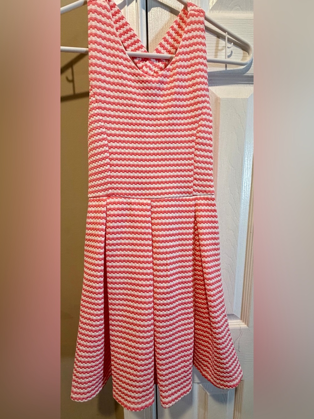 Ava & Yelly Girls Size 12 Dress Nordstrom Coral White Bow Back Wedding Easter